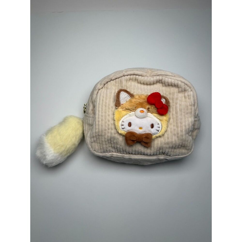 Hello Kitty Cat Costume Corduroy Pouch with Plush Tail